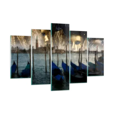 Produktbild von Bilder auf glas - Gondel Wasser Kanal - 150x100cm - Glasbilder - Wandbilder - Kunstdruck - zum Aufhängen bereit - Wanddekoration aus Glas - Glas Bilder - Wandbild auf Glas - 5 Teile - GEA150x100-0250
