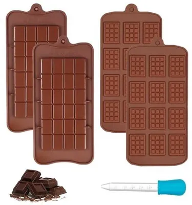 Immagine prodotto di Ultiluxe Stampi per cioccolato - Stampo in silicone - Stampo per praline - Senza BPA - Riutilizzabile - Antigraffio - 4 pezzi - Marrone