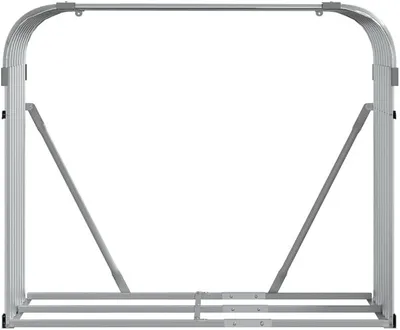 Imagen del producto de Soporte para leña, estante metálico para leña de 120 x 45 x 100 cm, estante para leña para exteriores, almacenamiento de leña, acero galvanizado, gris claro