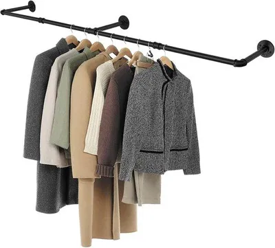 Productafbeelding van Famanu Kleerhangers voor wandmontage, 178 cm - Rustiek design met hoge draagkracht