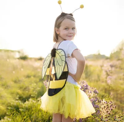 Produktbild von Bienen Kostüm-Set Flügel Haarreif & Rock für Kinder