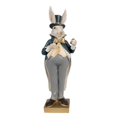 Produktbild von Clayre & Eef Figur Kaninchen 30 cm Beige Blau Polyresin