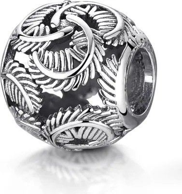 Produktbild von MATERIA by Matthias Wagner Silber Bead Federn 925 Silber antik Charm Anhänger für Armband 550