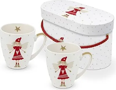 Produktbild von Kaffeebecher, Engel Lucy in Geschenkbox, 2erSet, Schutzengel Weihnachten Sterne Geschenkidee