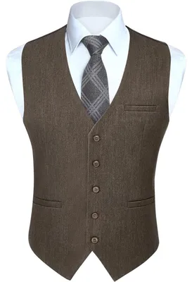 Obrázok produktu pre Pánska vesta, materiál: bavlna, výstrih: V, farba: jednotná, farba: hnedá, veľkosť: XS-4XL