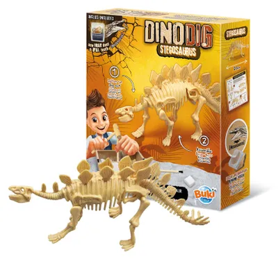 Immagine prodotto di Buki 445STE - Dinosauri da scavare – Stegosauro | Giocattolo archeologico per bambini dagli 8 anni in su | Set di scavo con scheletro di dinosauro