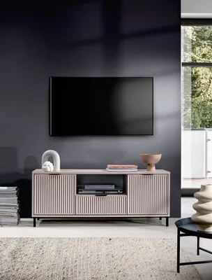 Obrázok produktu pre TV skrinka LS-3, TV komoda, nízka doska, šírka 135 cm, kašmírová béžová