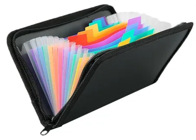 Immagine prodotto di Portafoglio a fisarmonica formato A6 con cerniera, 13 scomparti, impermeabile, in plastica PP