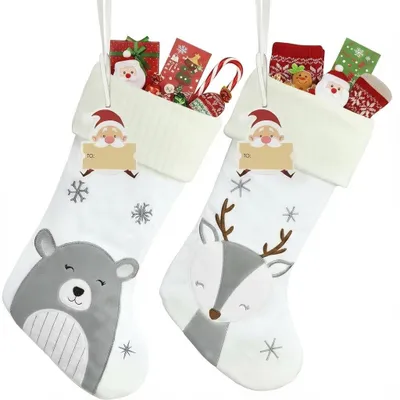 Imagen del producto de Conjunto de 2 calcetines navideños para decoración, con relleno, de 46 cm
