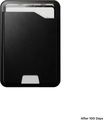 Image de Nomad Magsafe Horween cuir card portefeuille avec Find My – Intégré à l'application Localiser d'Apple – Peut contenir de 1 à 4 cartes de crédit – Rechargeable sans fil sur chargeur Qi ou MagSafe - Noir