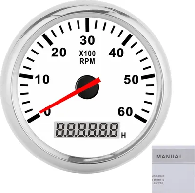 Zdjęcie produktu dla Wyświetlacz prędkościomierza, 6000 RAM, czerwone podświetlenie, wyświetlacz LCD, 85 mm, wodoodporny, 12/24 V, do samochodu, łodzi, jachtu, biała tarcza, srebrna ramka