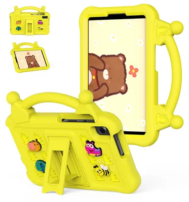 Image de Étui de protection pour tablette Samsung Galaxy Tab A11/Tab A9/Tab A7 Lite/Tab A 8,0 (2019), en EVA résistant aux chocs, avec poignée et fonction support. Couleur : jaune