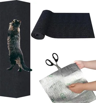 Produktbild von Kratzmatte Katze Selbstklebend, Kratzbrett Katze, Kratzschutz Sofa Katze, Kratzbrett Katzen kratzschutz, Katzenkratzmatte, AntiKratz Tape fš¹r M?bel Couch Wand Tš¹r Schutz (Schwarz, 300cm x 40cm)
