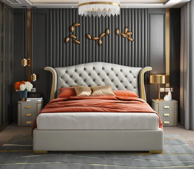 Immagine prodotto di Camera da letto letto matrimoniale 150/180x200cm metallo Nuovi letti hotel in pelle