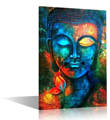 Image de Décoration murale abstraite représentant un Bouddha, sur toile, dimensions 61x40 cm