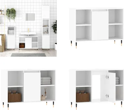 Produktbild von vidaXL Badschrank Hochglanz Weiß 80x33x60 cm Holzwerkstoff - Badezimmerschrank - Badezimmerschränke - Schrank - Schrank Bad