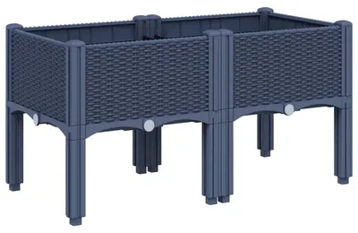 Zdjęcie produktu dla vidaXL Sadzarka z nogami niebiesko-szara 80x40x42 cm PP