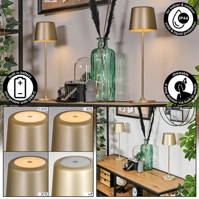 Produktbild von Abano dimmbare Tischlampe aus Metall/Kunststoff in Gold/Weiß