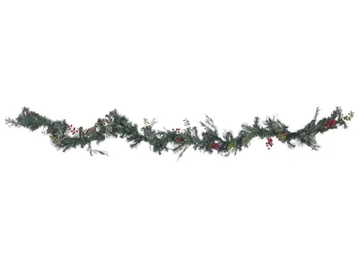 Produktbild von BELIANI Weihnachtsgirlande Grün Kunststoff 270 cm mit LED Beleuchtung Timer Batteriebetrieben Weihnachtsdeko für Kamin Treppe Geländer Fenster Innen