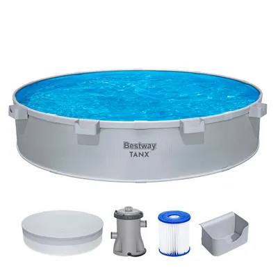 Produktbild von Bestway® Tanx™ Stahlwandpool-Set mit Filterpumpe Ø 305 x 61 cm, grau, rund