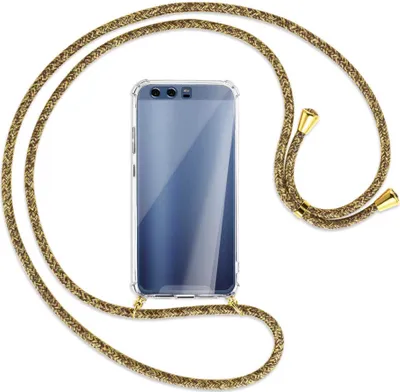 Produktbild von Handykette Backcover-Schutzhülle mit Band (Metall goldfarben) für Huawei P10 - braun+beige