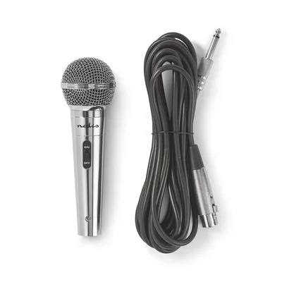 Produktbild von Nedis Kabelgebundenes Mikrofon | Cardioid | Abnehmbares Kabel | 5.00 m | 80 Hz - 13 kHz | 600 Ohm | -72 dB | Ein-/Ausschalter | Metall | Silber NE550677672