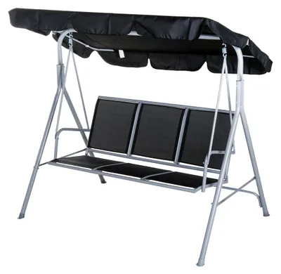 Produktbild von Outsunny Hollywoodschaukel 3-Sitzer Schaukelbank Gartenschaukel mit Dach Schwarz