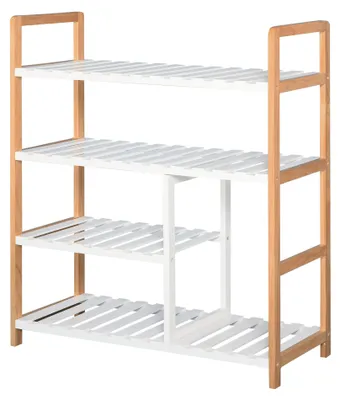 Productafbeelding van HOMCOM schoenenrek van grenenhout, schoenenopslag met 4 planken, schoenenrek voor schoenen en laarzen