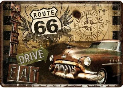 Produktbild von Nostalgic-Art - Blechpostkarte - US Highways - Route 66 Road Trip