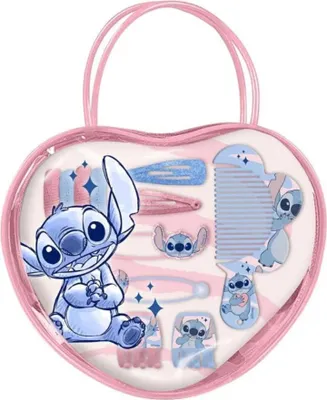 Produktbild von Disney Stitch 11 tlg. Kinder Haarstyling Set Kamm Haarspange Haargummis