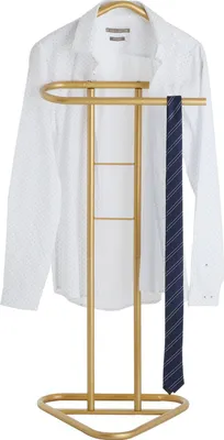 Produktbild von Herrendiener CAMILO, Gold - moderner Kleiderständer aus Metall, mit Hosenbügel und Sackohalter, stummer Damen Diener für Schlafzimmer, freistehend