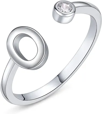 Imagen del producto de Anillo con letras, ajustable, en plata de ley 925, para mujer