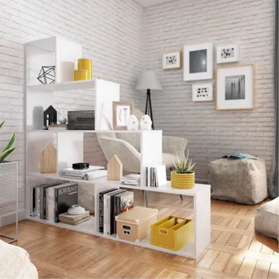 Productafbeelding van Pato boekenrek met 6 vakken, kleur: wit, model: Dorian