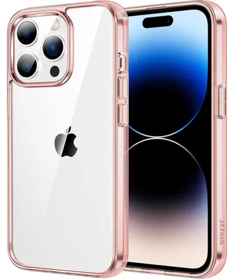 Image de Coque de protection pour iPhone 14 Pro, écran de 6,1 pouces, transparente, couleur or rose