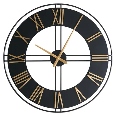 Produktbild von BELIANI Wanduhr Schwarz Metall Rund 80 cm mit Zifferblatt Zeigern Römischen Zahlen Batteriebetrieben Modern Loft Design Uhr ohne Indizes Sekundenzähler