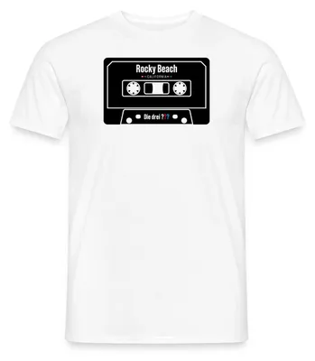 Produktbild von Spreadshirt Die drei Fragezeichen Rocky Beach Kassette Männer T-Shirt, M, Weiß