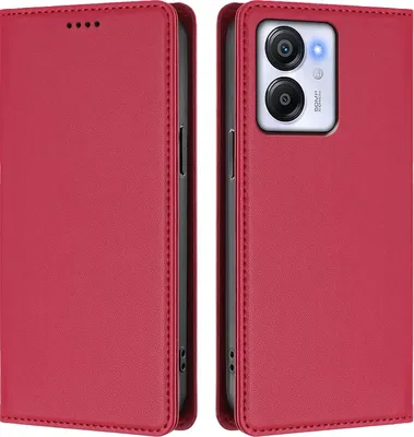 Image de Étui en cuir pour Blackview Color 8 / Oscal Modern 8, étui à rabat magnétique en cuirPolyuréthaneavec support, rouge