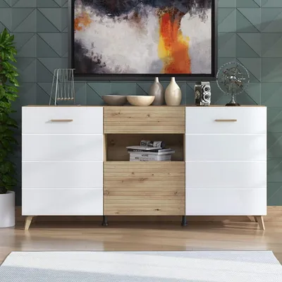 Image de Morlupo - Buffet, 173x42x88h cm Blanc, un Tiroir
