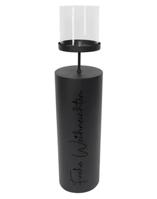 Produktbild von Windlichtsäule Frohe Weihnachten, Metall, Mattschwarz