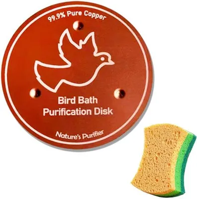 Productafbeelding van Reinigingspads, 99,9% koper, antislip, met driepuntsgreep, geschikt voor vogeldrinkbakken, effectieve waterreiniging, 10 cm diameter