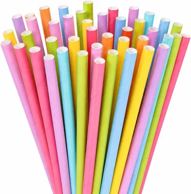 Imagen del producto de Pajitas de papel biodegradables, 250 unidades, 20 cm de largo, 7 mm de diámetro, para bebidas