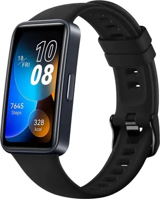 A black silicone watch strap for a Huawei smartwatch is shown on a white background.