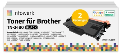 Immagine prodotto di NUOVO: Infowerk Toner per Brother TN3480, compatibile con Brother DCP 5500, HL-L 5000, MFC-L 5700 e altri, 2 pezzi