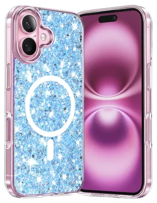 Produktbild von Techsuit Sparkly Glitter Back Cover Hülle für Apple iPhone 16 Plus - Blau