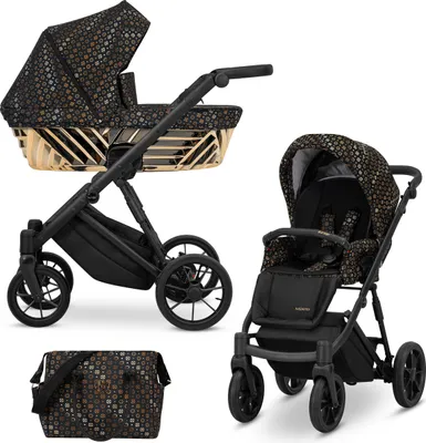 Produktbild von Kinderwagen IVENTO GLAM Sportwagen Babywagen Babyschale Komplettset Kinder Wagen Set 2 in 1 (Black Style, Rahmenfarbe: schwarz)