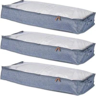 Image de Lot de housses en tissu gris/transparent - Dimensions : environ 14 x 100 x 45 cm