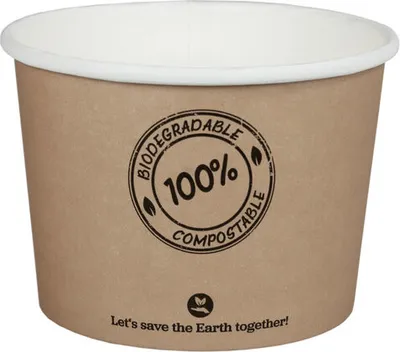 Produktbild von 125x  Suppenbecher 450ml braun biologisch abbaubar  Ø11.5cm