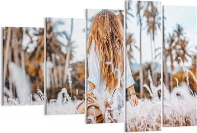 Produktbild von Bild auf Leinwand - Leinwandbild - 5 Teile - Wiese Frau Gras - 150x100cm - Wand Bild - Wanddeko - Wandbilder - Leinwanddruck - Bilder - Wanddekoration - Leinwand bilder - Wandbild - EG150x100-5115