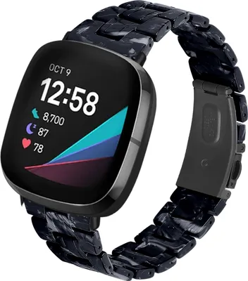 Produktbild von Strap-it Fitbit Versa 3 Resinarmband (Schwarz/Weiß)