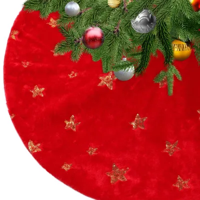 Weihnachtsbaumdecke rund rot flauschig 78/90/122 cm